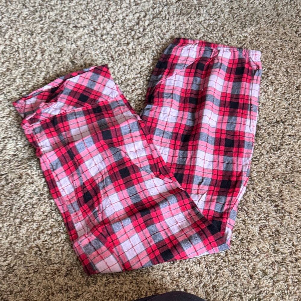 Victoria's Secret Kids Plaid Pajama Bottoms - Pink and Black
